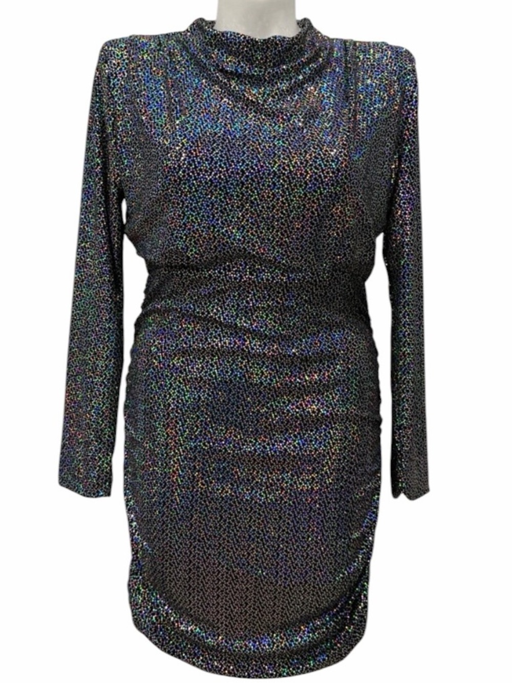 Alexia Admor Metallic Glitter Ruched Open Back Cocktail Dress Size 14
